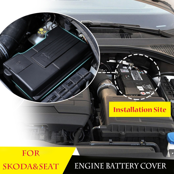 For Skoda Karoq Kodiaq Superb Octavia Mk3 SEAT Ateca Leon Mk3 Dustproof  Cars Engine Positive Negative Electrode Battery Cover Cap Guard Car  Accessories Battery Holder Rustproof 2016 2017 2018