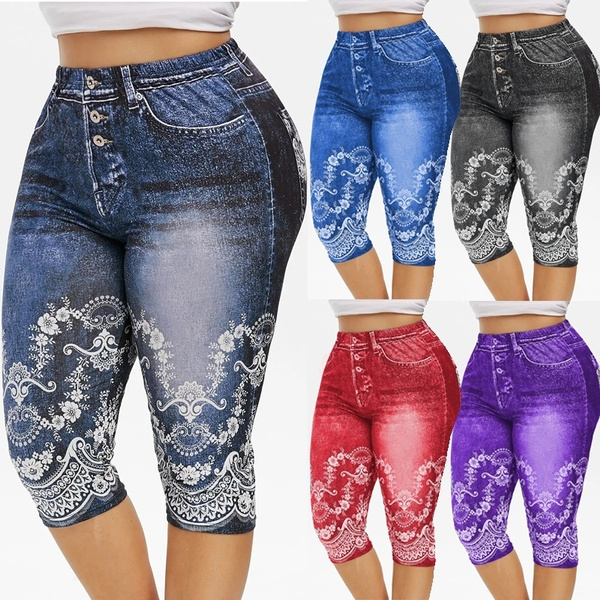 plus size denim capri jeggings