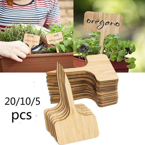 TIMEYARD 50pcs Bamboo Plant Labels Garden Markers T-Type Plant Tags 