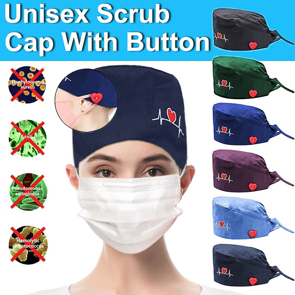 scrub hat buttons