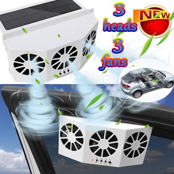 3 Cooler Car Solar Powered Fan Energy Cooling Vent Exhaust Fan Portable Energy Saving 3Rd Generation Auto Window Cooling Fan,White 