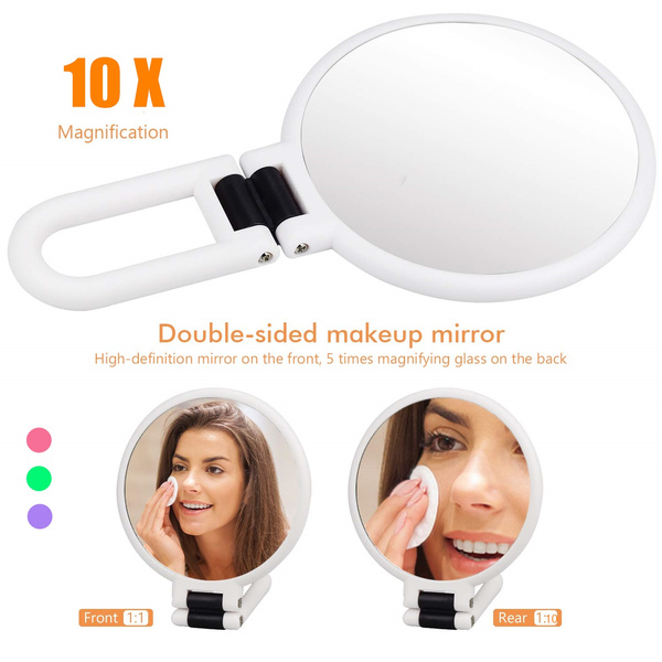 1pc Handheld Mirror Travel Folding Hand Held 10x Magnifying Double Sided Pedestal Makeup For Make Up And Hairdressing Wish 1pc Handheld Mirror Travel Folding Hand, Travel Magnifying Mirror X 10