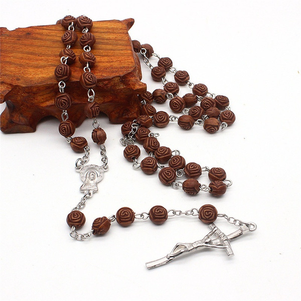 Buy Rosaries For Men,Our Father Sacred Handmade Wood Bead Rosary Necklace  with St Benedict Crucifix Cross, Wood, -, at Amazon.in