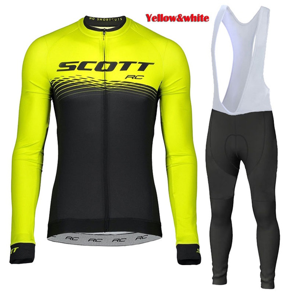 Mens Cycling Jersey Long Bib Bike Motocross MTB Shirt Scott Team Jacket Clothing 