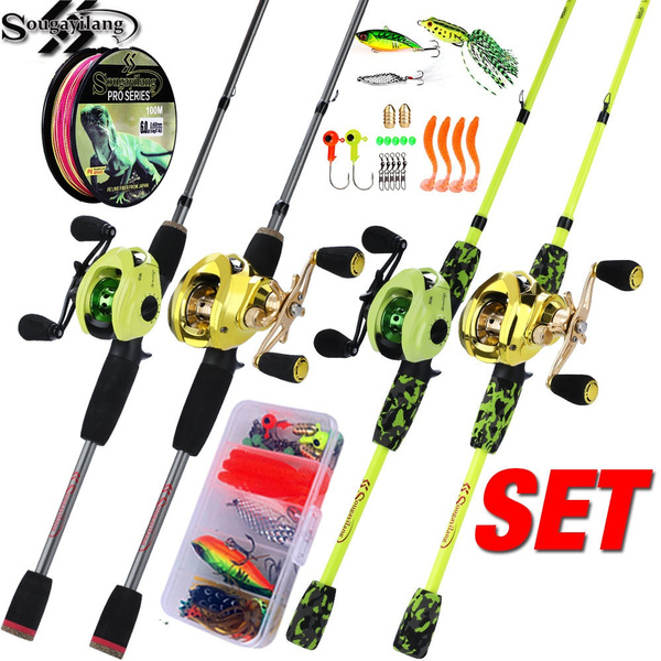 Baitcaster Combos Carbon Travel Portable 5 Pieces Baitcasting Fishing Rod  6.3:1 Gear Ratio Baitcasting Fishing Reel and Fishing Line Lures Set
