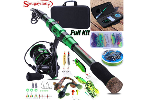 Sougayilang Fishing Rod and Reel Combos - Carbon Fiber Telescopic Fishing  Pole - Spinning Reel 12 +1 BB with Carrying Case for Saltwater and