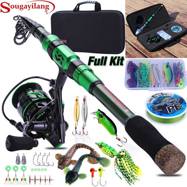 Sougayilang Fishing Rod and Reel Combos Carbon Fiber Telescopic Fishing  Pole and 12 +1 BB Spinning Reel with Carrying Case for Saltwater and Freshwater  Fishing Gear Kit