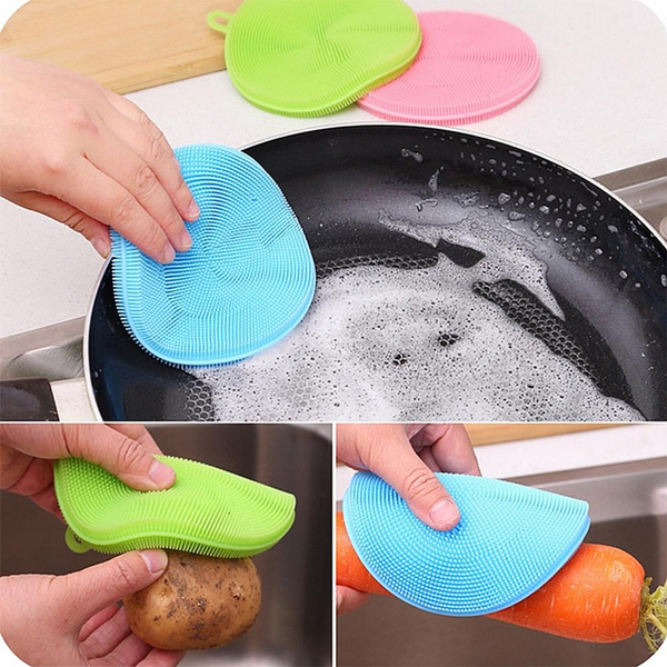 Magic Silicone Dish Sponge, Reusable Cleaning Scrubber for Dish Washing in  Kitchen, Dishwasher Safe Heat Resistant Dry Fast
