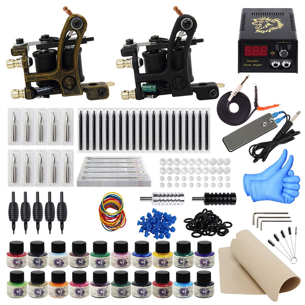 Starter Complete Tattoo Kit 9 Machine Gun Power Supply 50 Needles 40 Ink  Set D23  Amazonin Beauty