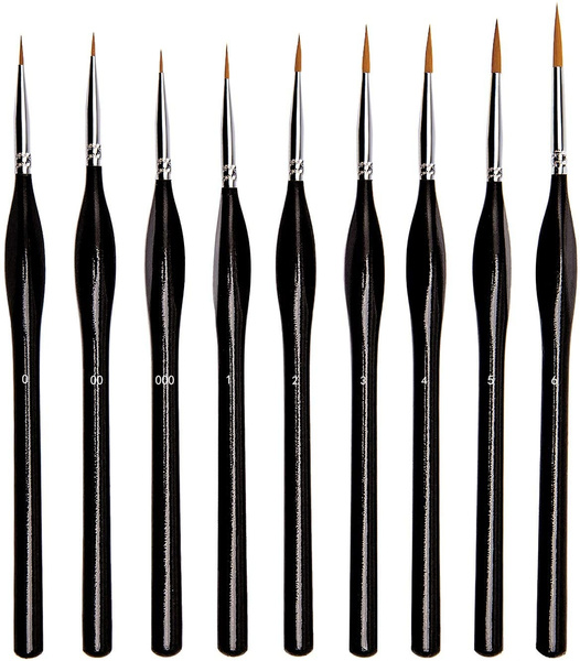 11 Piece Fine Detail Paint Brush Set - Miniature Brushes For Acrylic, Watercolor & Model Painting
