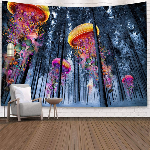 Fantasy Jellyfish in the Forest Tapestry Landscape Wall Tapestry Wall Art  Forest Printed Tapestry Wall Tapestry Home Decor