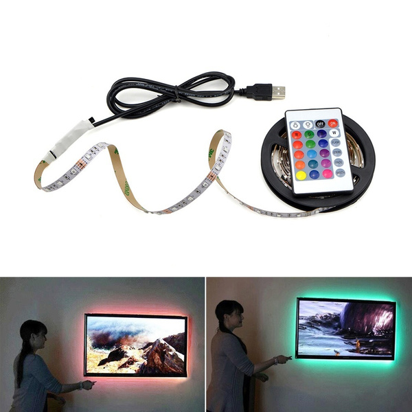 LED Strip Light USB 2835SMD DC5V Flexible LED Lamp Tape Ribbon RGB 2M TV Desktop 