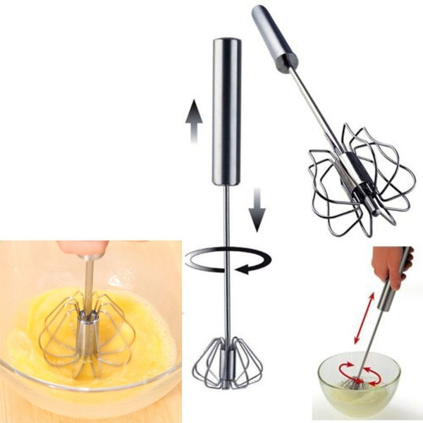 Semi-automatic Mixer Egg Beater Manual Self Rotating Stainless