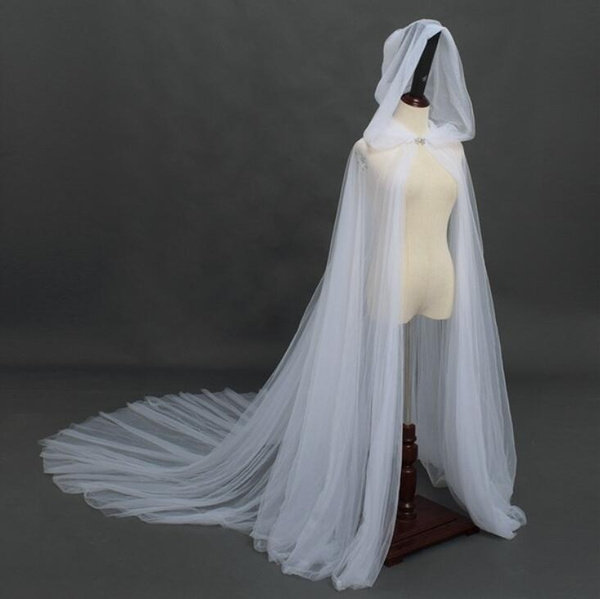white tulle cape