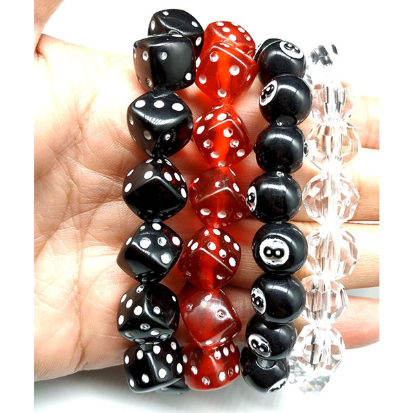 1pcs Colorful Acrylic Dice Beads Stretch Bracelets Funny Game Lucky Dice  Bracelets ZEX