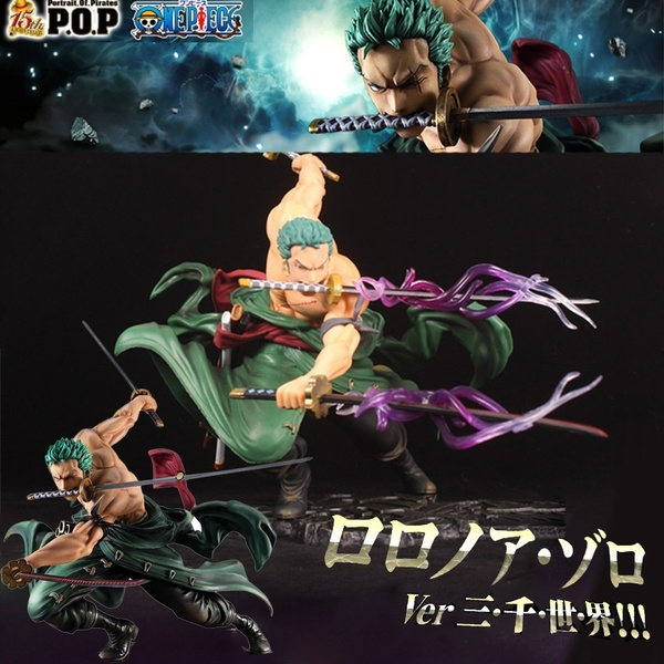 21 18cm Limited Edition Cartoon Character One Piece Roronoa Zoro Santoryu Ver Action Figure Pvc Action Figure Pop Model Gift Of The Tool And Domineering Wish