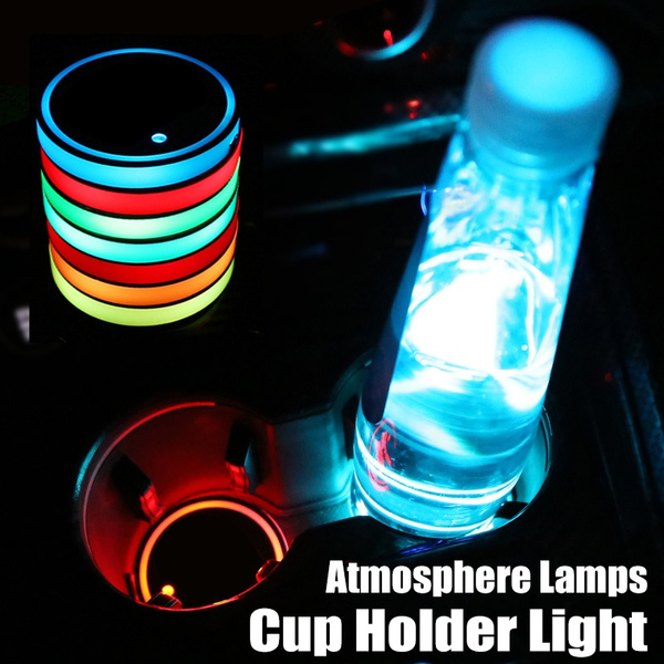 Car LED Light Glowing Cup Holder USB Colorful Atmosphere Lights