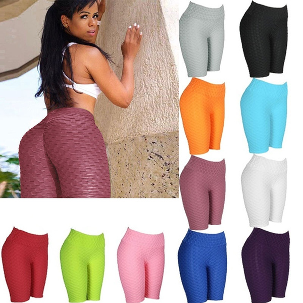 Women Yoga Gym Anti-Cellulite Leggings Fitness Solid Butt Lift Elastic Pants TH