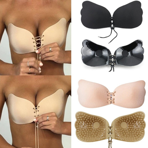 New Sexy Strapless Backless Bra Super Push Up Invisible Non Slip Plus Size  Self Adhesive Silicone Bra for Women (Size A-D)