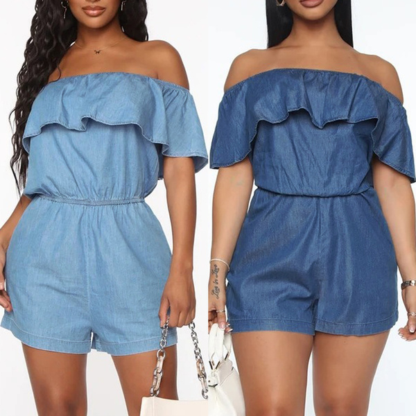 Off shoulder short top jumpsuit