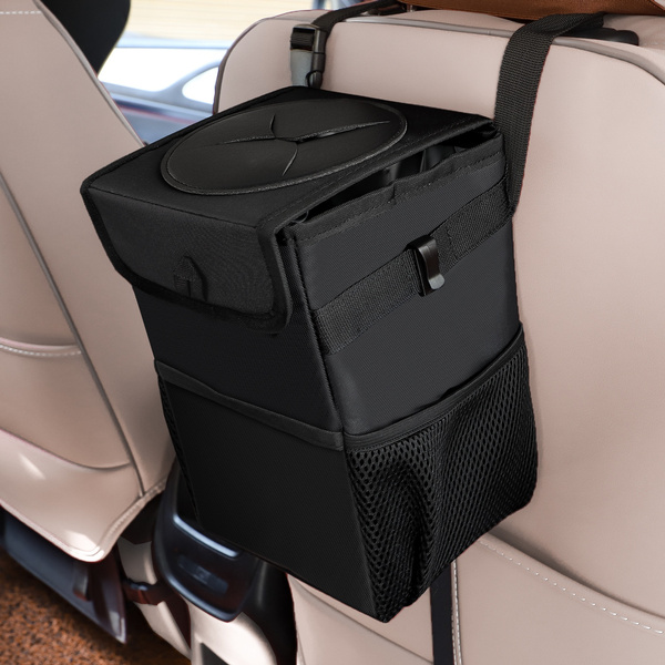 Car Trash Can with Lid - Car Trash Bag Hanging with Storage Pockets  Collapsible and Portable Car Garbage Bin 