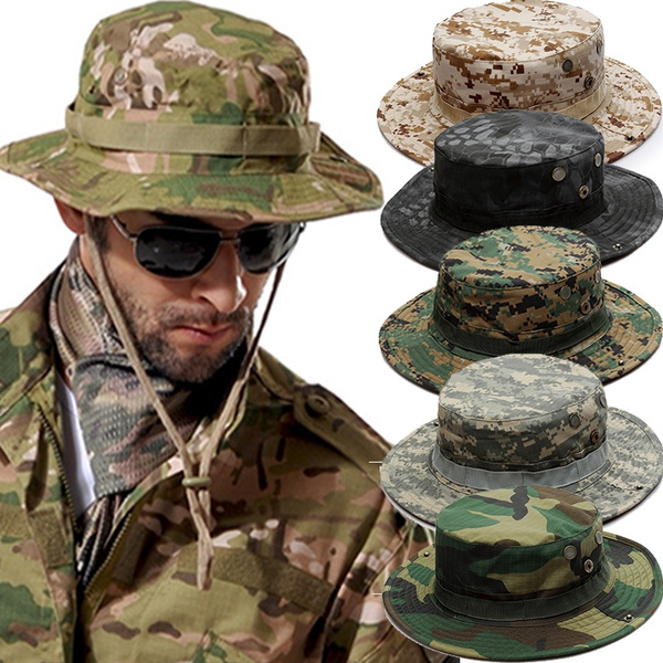 Camo Military Bonnie Hat Tactical Mountain Climbing Camping Barbecue Cap  Unisex Fishing Bucket Hats