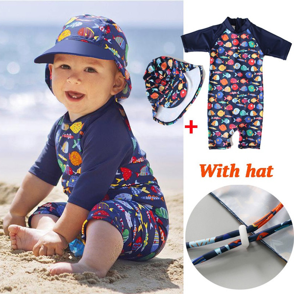 Children's Onepiece Swimsuit Boy and Girl Cute Fish Pattern Baby Quick