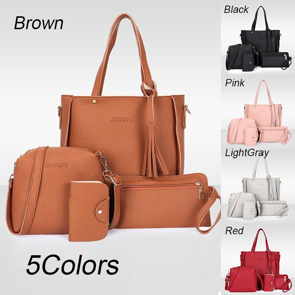 4pcs Women Leather Handbag Lady Shoulder Bags Tote Purse Messenger Satchel Set 4pcs Women Leather Handbag Lady Shoulder Bags Tote Purse Messenger Satchel Set