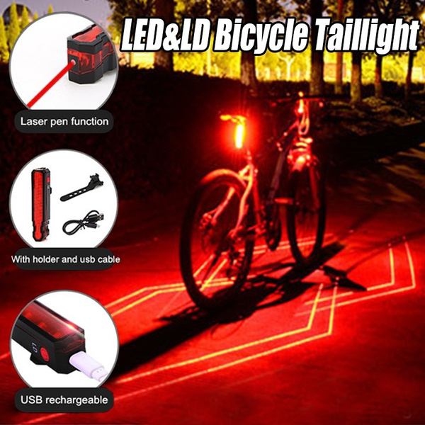LED USB Bike Rear Tail Light Rechargeable Bicycle Cycling Waterproof Sports Lamp 