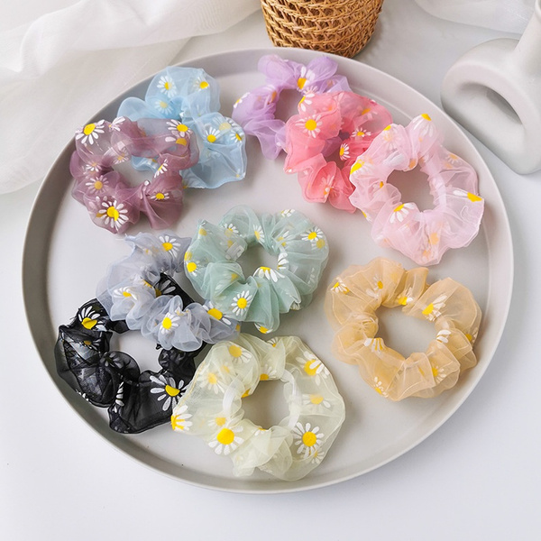 Details about   Thin Mesh Hair Ring Rope Daisy Floral Elastic Girls Scrunchies Ponytail Holders 