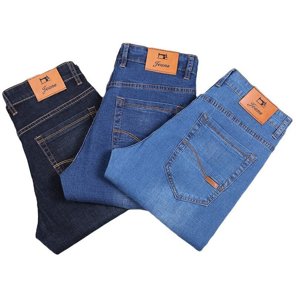 3 Colors Classic Style Men Thin Jeans Summer New Style High Quality Elastic  Force Slim Fit Brand Pants Blue Light Blue Trousers
