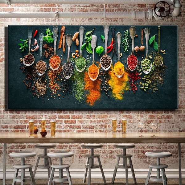 Modern Cooking Spices Canvas Wall Art Food Painting Poster Home Cafe Decoration 