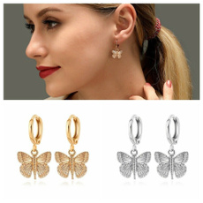butterfly, Hoop Earring, Dangle Earring, butterfly earrings