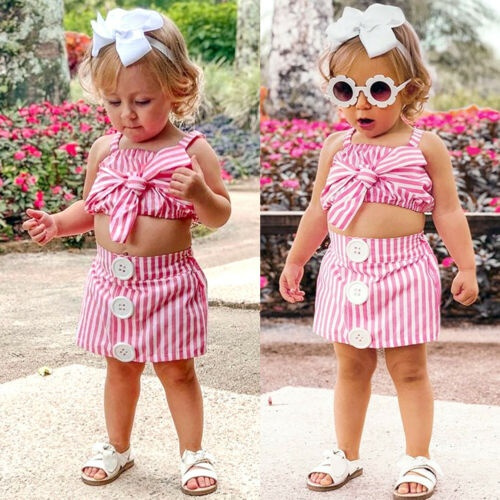 Toddler Baby Girl Summer Crop Tops T shirt Short Skirt Dress Outfits Clothes