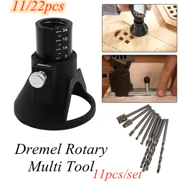 11 Pcs Dremel Rotary Cutting Tools Guide Attachment HSS Router Drill Bit Kit 