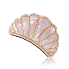 pink, plasticclip, shells, hairclamp
