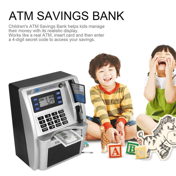 setibre piggy bank electronic atm password cash coin can auto scroll paper money saving box toy gift for kids yo wish