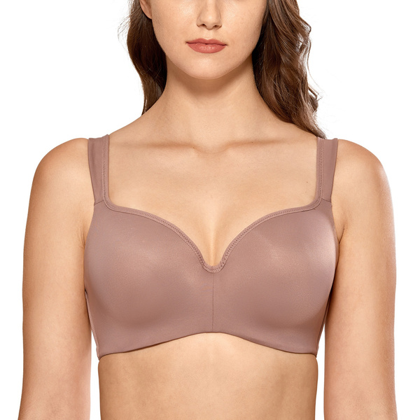 DELIMIRA Women's Seamless Full Coverage Underwire Support Balconette Bra  Soft Lightly Padded Contour Cup Bras 34 36 38 40 42 44 B C D DD E Cup