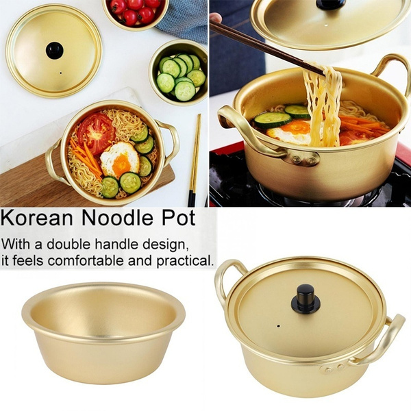 Ramen Pot,Korean Ramen Cooking Pot,Yellow Aluminum Nonstick Korean  Traditional Instant Stockpot,Korean Noodle Ramen Pot,Cookware for  Kitchen,Great for