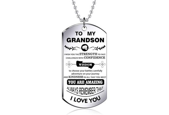 Pendant Gifts for Child From Grandma To My Grandson Dog Tag Luxury Necklace 