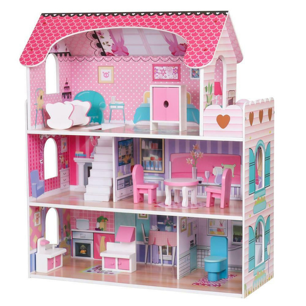 Details about   Girls Dream Wooden Pretend Play House Kids Doll Dollhouse Mansion w/ Furnitures 