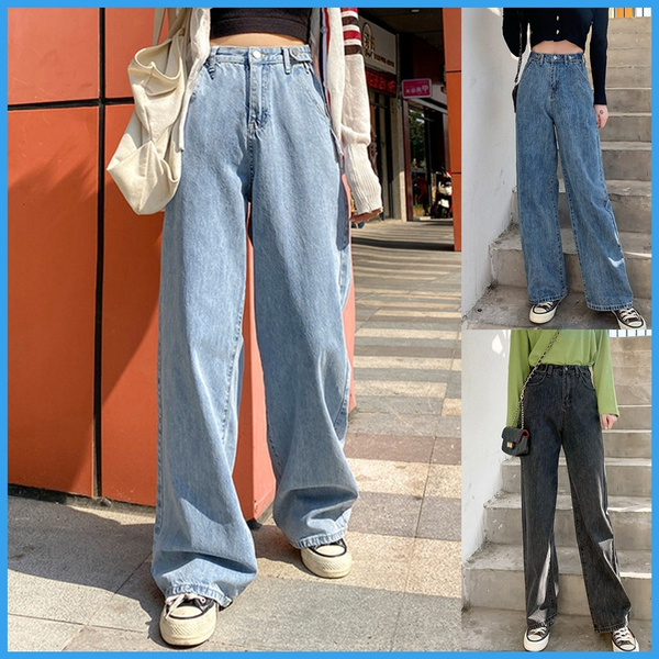 Fashion High Waist Baggy Jeans Women Loose Straight Denim Pants Ladies ...