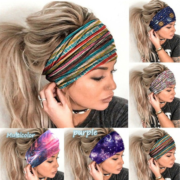 1pc Sporty Yoga Dance Biker Wide Headband Stretch Ribbon Hairband Elastic Wish 4571