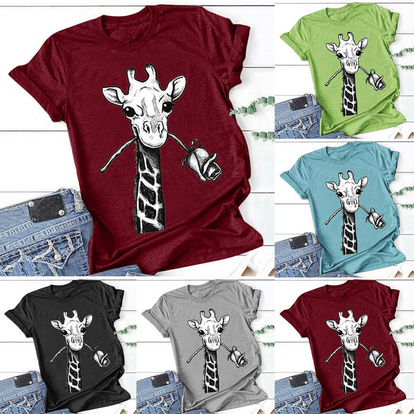 Plus Size Women Short Sleeve 3D Animal Printed O-Neck Tops Tee T-Shirt ...