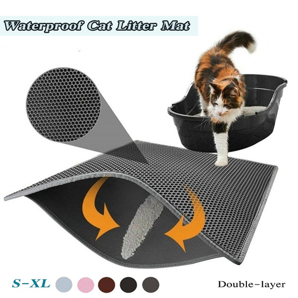 S/M/L/XL Waterproof Cat Litter Mat Pad Premium Double Cat Litter Box  Trapper Mat Pad Large Honeycomb with Waterproof Base Layer EVA Foam Rubber  WUD