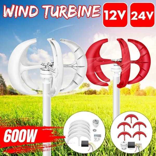 600W DC12V Wind Turbine With 4 Blades Vertical Wind Generator Kit ...