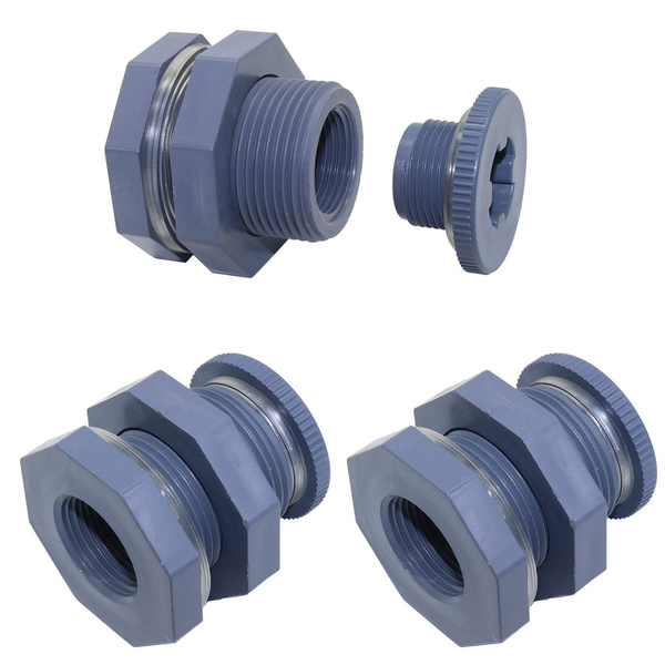 Pools Tubs Omitfu Set of 3 PVC 3//4 Inch Bulkhead Fitting with Plugs Threaded Bulkhead Adapter Rain Barrel Spigot Connector Kit for Water Tanks Aquariums