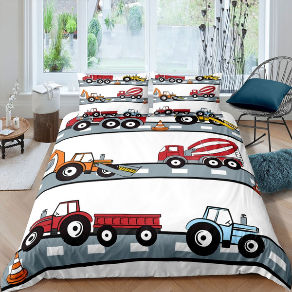 Cartoon Cars Duvet Cover, Tractor Bedding Twin