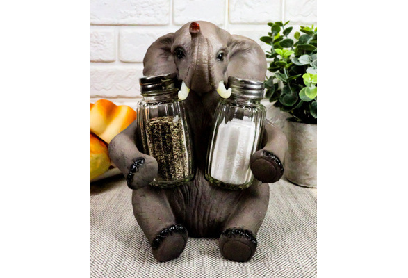 Ebros Gift African Bush Elephant Glass Salt and Pepper Shakers Holder &  Reviews