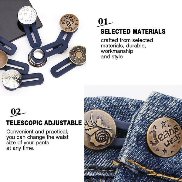 Metal Snap Button Jeans, Removable Button Jeans